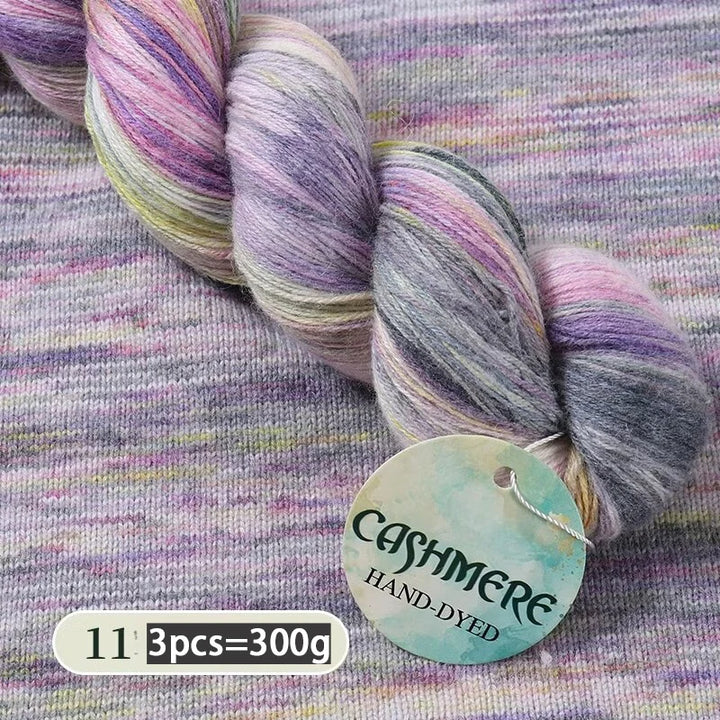 Light Luxury Hand-Dyed Cashmere Yarn – Medium-Thick Rainbow Gradient Yarn for Sweaters, Scarves & Winter Wear