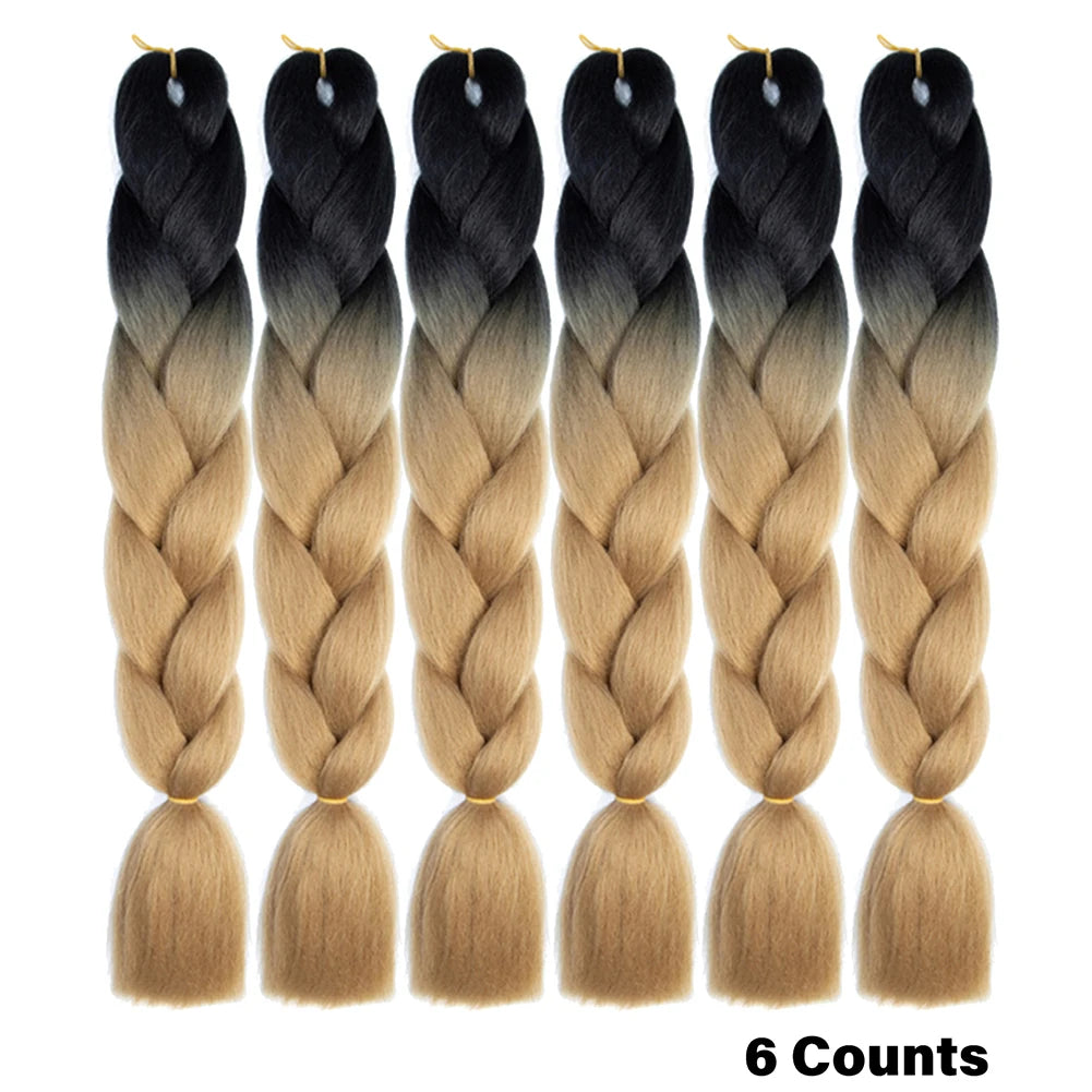 Rainbow Pre-Stretched Braiding Hair – Jumbo Box Braids High-Temperature Synthetic Extensions (6 Packs)