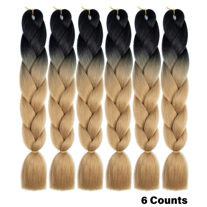 Rainbow Pre-Stretched Braiding Hair – Jumbo Box Braids High-Temperature Synthetic Extensions (6 Packs)