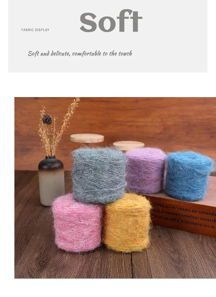 300g Long Wool & Mohair Yarn – Soft Fluffy Knitting Yarn for Sweaters, Shawls & Fashion Wear (6 Pieces/Bag)