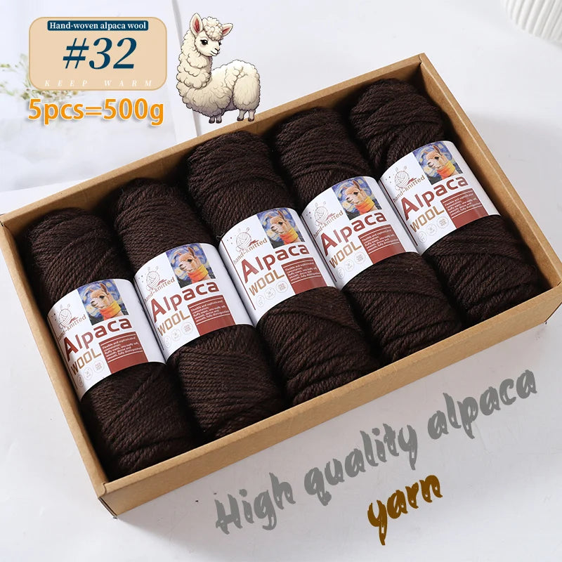 500g Alpaca Wool 245 Stick Stitch Yarn (5 Pieces) – Thick Knitting Yarn for Sweaters, Coats, Blankets & DIY Crafts