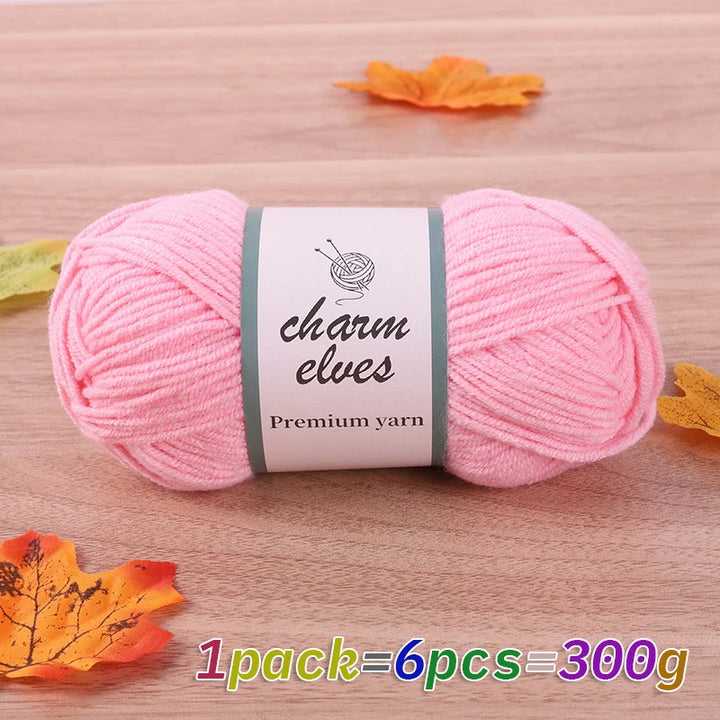300g Multi-Color Acrylic Milk Yarn – Soft & Strong Knitting Yarn Balls (6 Pieces/Pack)