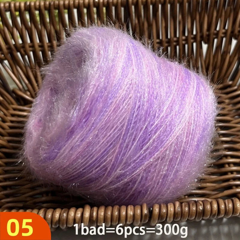 300g Soft Long-Haired Yarn Set – 6-Piece Fluffy Yarn for Knitting & DIY Projects