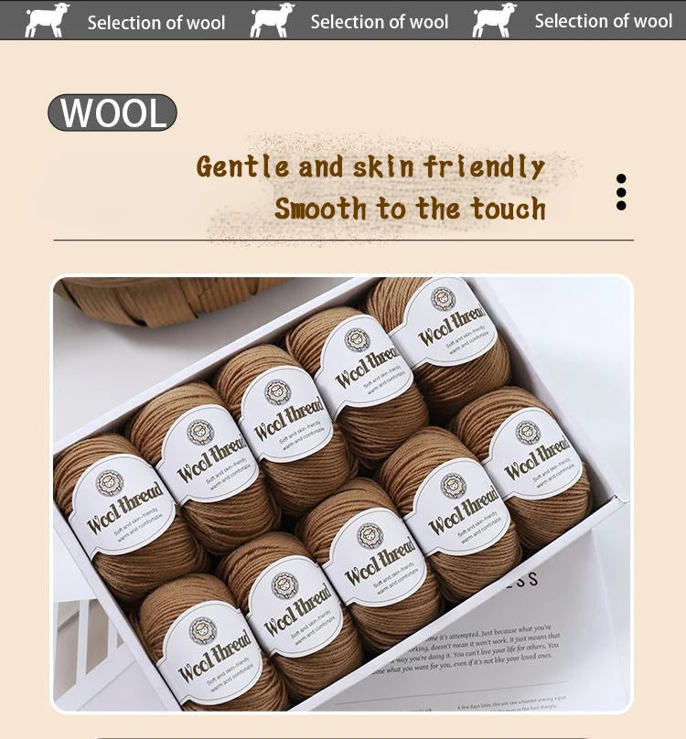 500g Fine Wool Knitting Yarn – Soft Handmade Yarn for Sweaters, Scarves, Hats & DIY Crafts (10 Skeins)