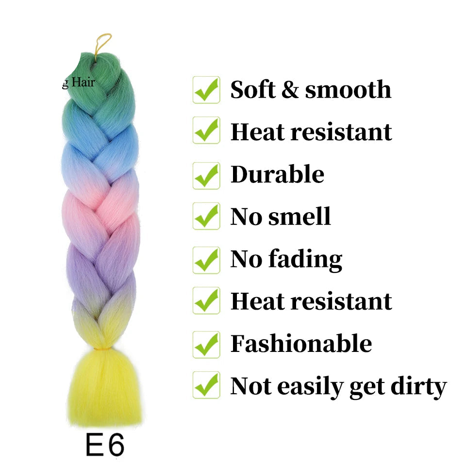 New Colors Synthetic Glowing Ombre Jumbo Twist Braiding Hair – Kanekalon Hair Extensions for Women