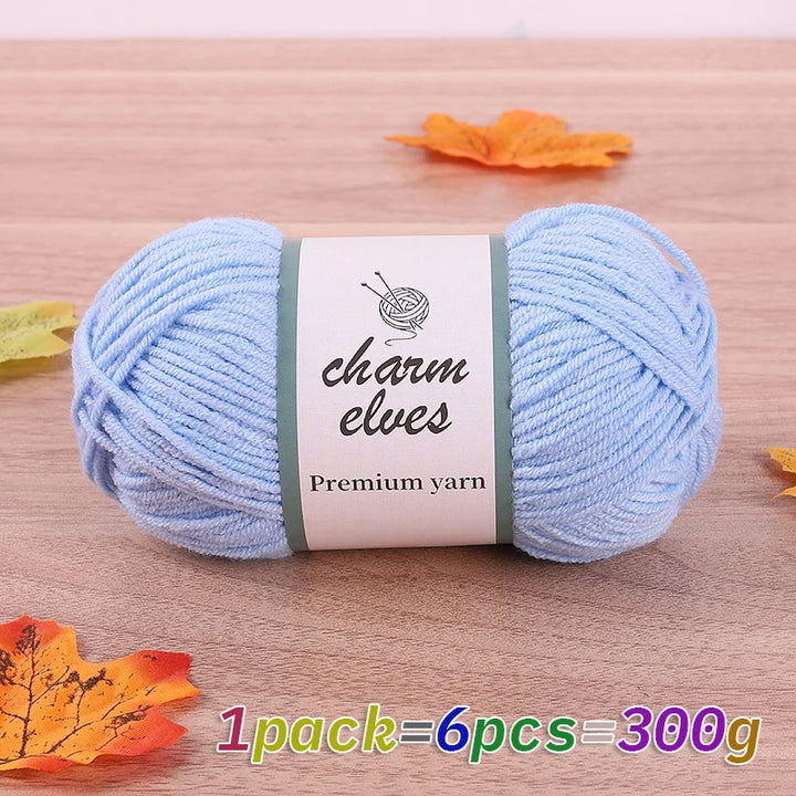 300g Multi-Color Acrylic Milk Yarn – Soft & Strong Knitting Yarn Balls (6 Pieces/Pack)