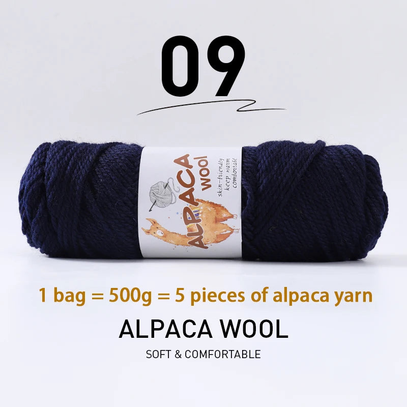 500g Thick Alpaca Wool Yarn Set (5 Skeins) – Soft Warm Knitting Yarn for Sweaters, Scarves, Hats & Winter Crafts