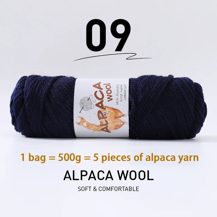 500g Thick Alpaca Wool Yarn Set (5 Skeins) – Soft Warm Knitting Yarn for Sweaters, Scarves, Hats & Winter Crafts