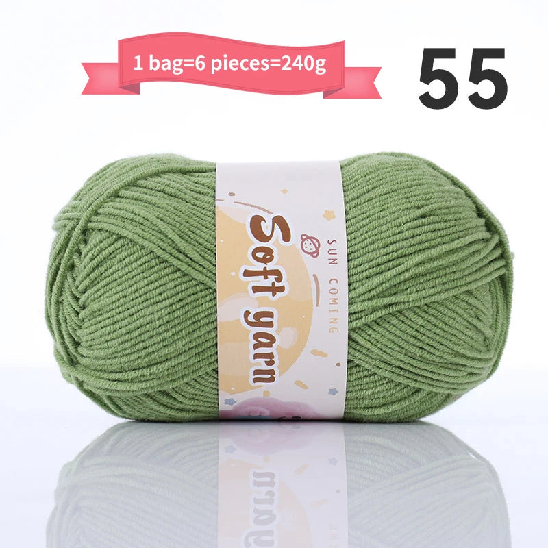240g Medium-Thin Combed Yarn – Soft DIY Knitting & Crochet Yarn Balls (6 Pieces / Pack)