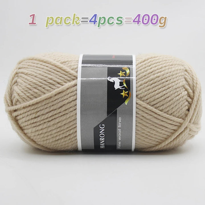 400g Thick Alpaca Wool Yarn – Chunky Knitting Yarn for Sweaters, Scarves, Hats & Coats (4 Skeins Pack)