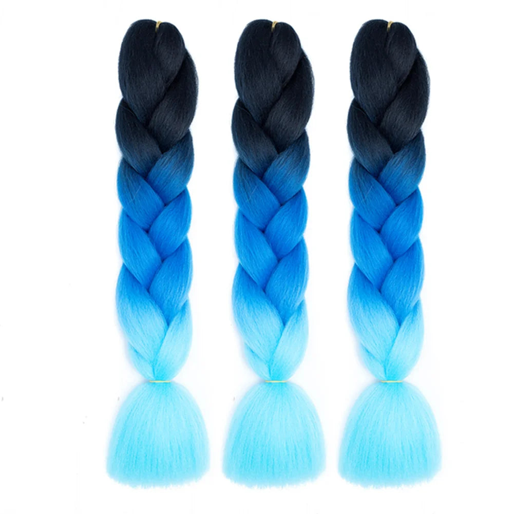 3 Packs 24 Inch Rainbow Braiding Hair Extensions – Ombre Synthetic Jumbo Braid Hair for Crochet Braids (Rose Red)