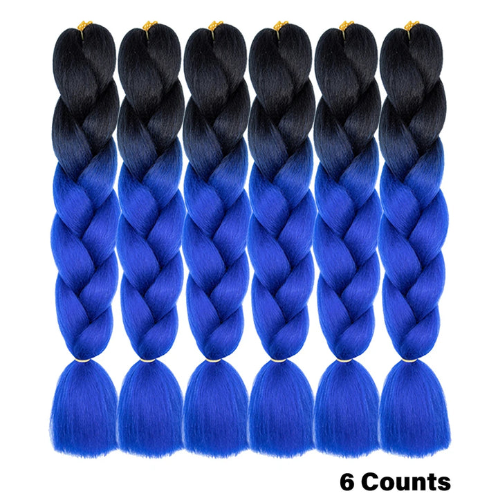 Rainbow Pre-Stretched Braiding Hair – Jumbo Box Braids High-Temperature Synthetic Extensions (6 Packs)