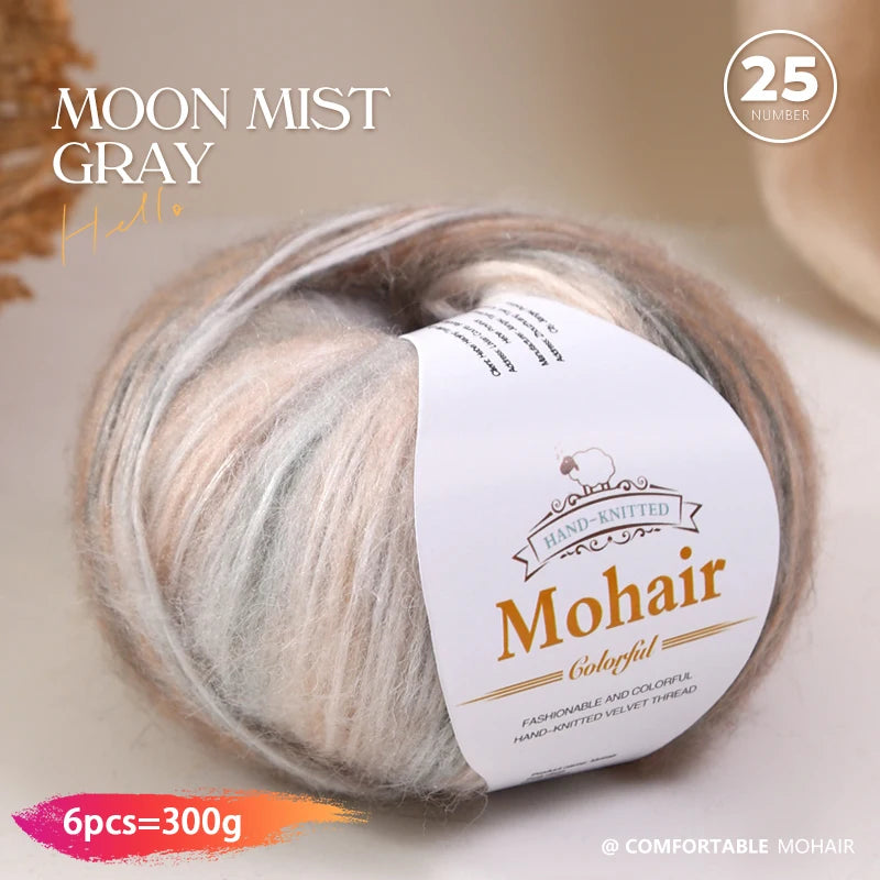 300g Rainbow Gradient Yarn Balls – Colorful Knitting Yarn for Tops, Scarves & DIY Crafts (6 Pieces/Pack)