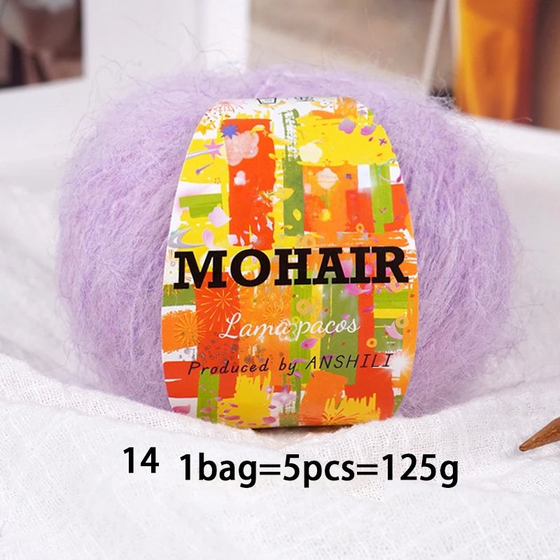 Colorful Long-Haired Mohair Yarn – Gradient Dyed Soft Knitting Yarn for Sweaters, Scarves, Hats & DIY Crafts