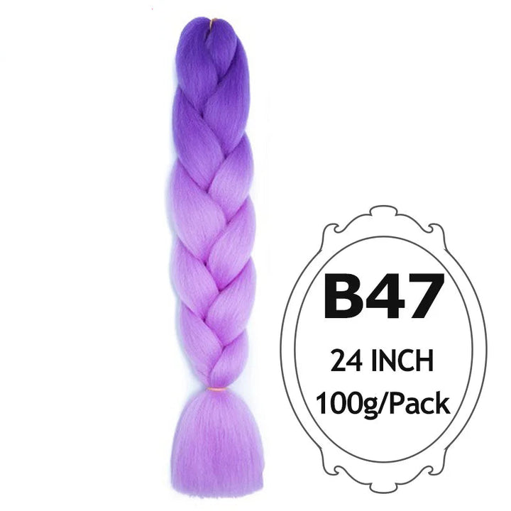 24" Pink Jumbo Braiding Hair – Yaki Texture Synthetic Bulk Extensions (Purple/Red/Green Options)