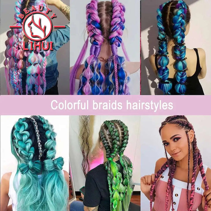Pre-Stretched Jumbo Braiding Hair – 24 Inch Ombre Purple Synthetic Crochet Extensions for Women