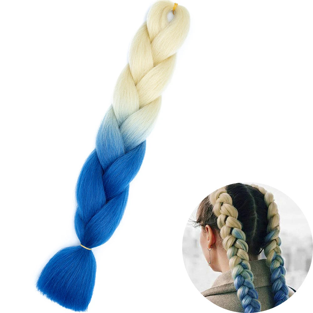 24" Synthetic Yaki Braids Hair – Kanekalon Ombre Jumbo Braiding Extensions for Women