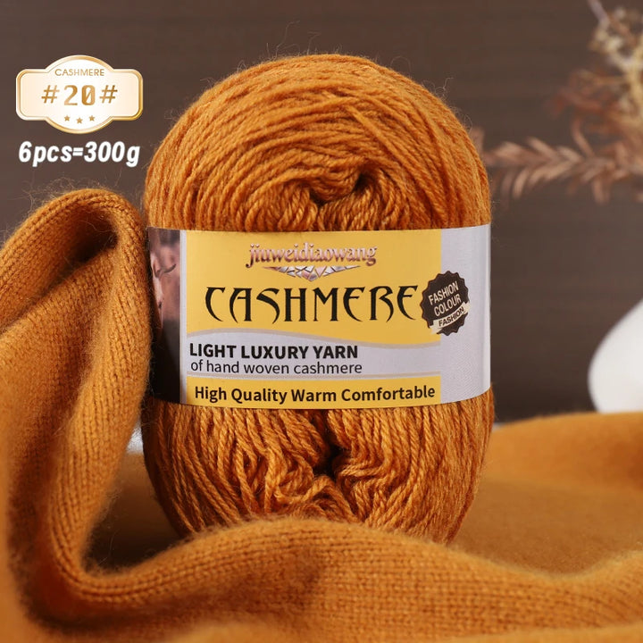Premium Cashmere Blend Knitting Yarn Set – Medium-Fine Soft Wool Yarn for Sweaters, Scarves, Hats & Shawls (6 Main + 6 Elastic Threads)