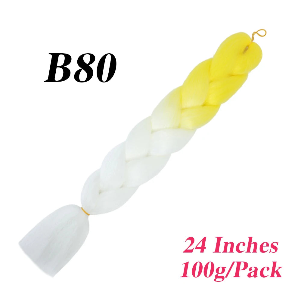 24 Inch Jumbo Braiding Hair – Afro Ombre Synthetic Extensions for Children’s Braids (100g) 33