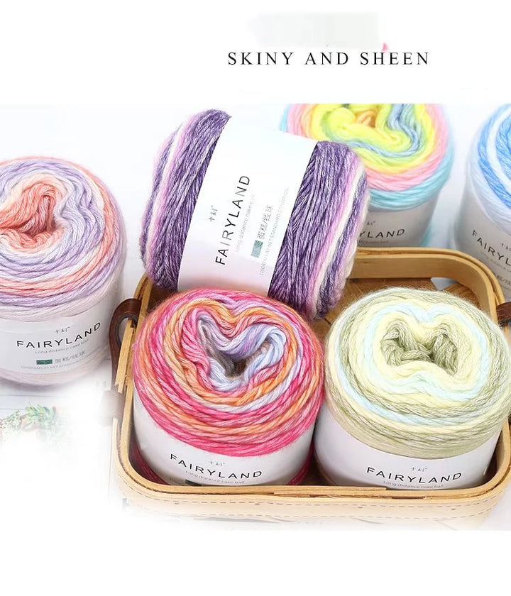 1pc 100g Gradient Rainbow Yarn – Soft Knitting & Crochet Yarn for Sweaters, Scarves, Hats & Shawls