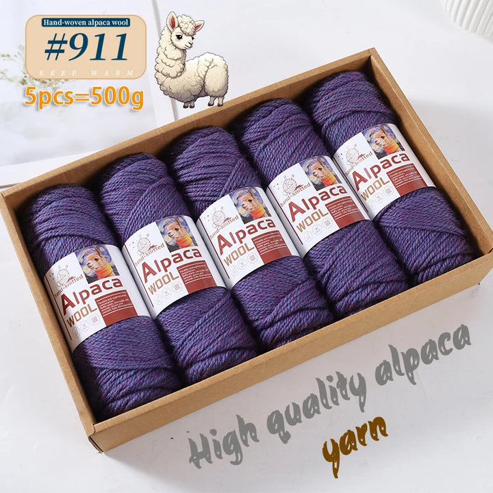 500g Alpaca Wool 245 Stick Stitch Yarn (5 Pieces) – Thick Knitting Yarn for Sweaters, Coats, Blankets & DIY Crafts