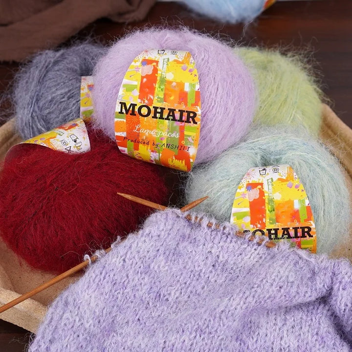 Colorful Long-Haired Mohair Yarn – Gradient Dyed Soft Knitting Yarn for Sweaters, Scarves, Hats & DIY Crafts