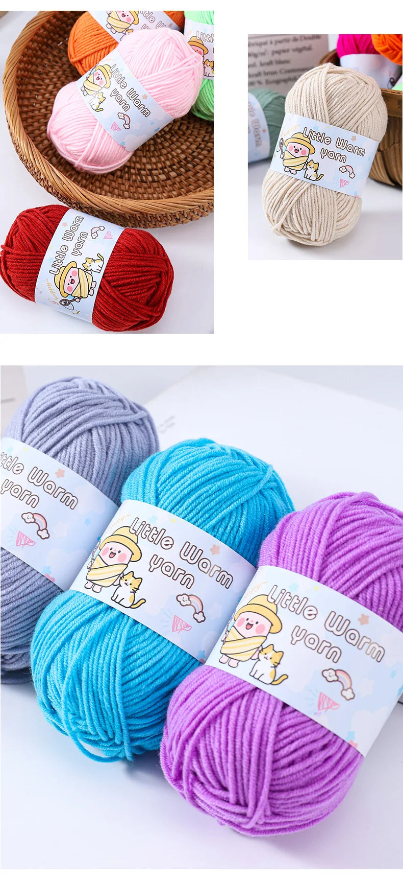 300g Medium-Thick Soft Yarn – DIY Hand-Knitting Yarn Balls for Sweaters, Hats & Crafts (6 Pieces / Pack)