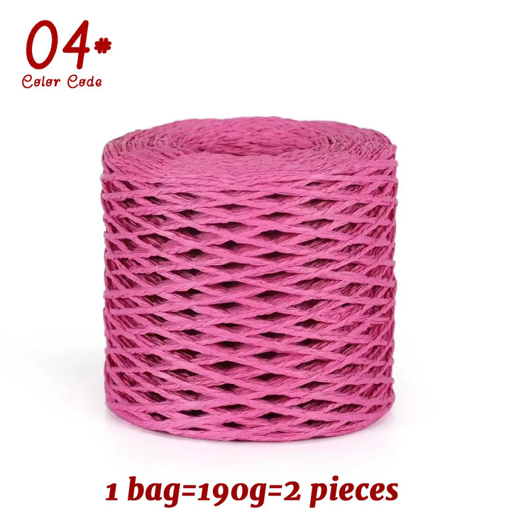 190g Bamboo Raffia Yarn (2 Skeins) – Straw Paper Crochet Yarn for Summer Hats, Bags & DIY Crafts