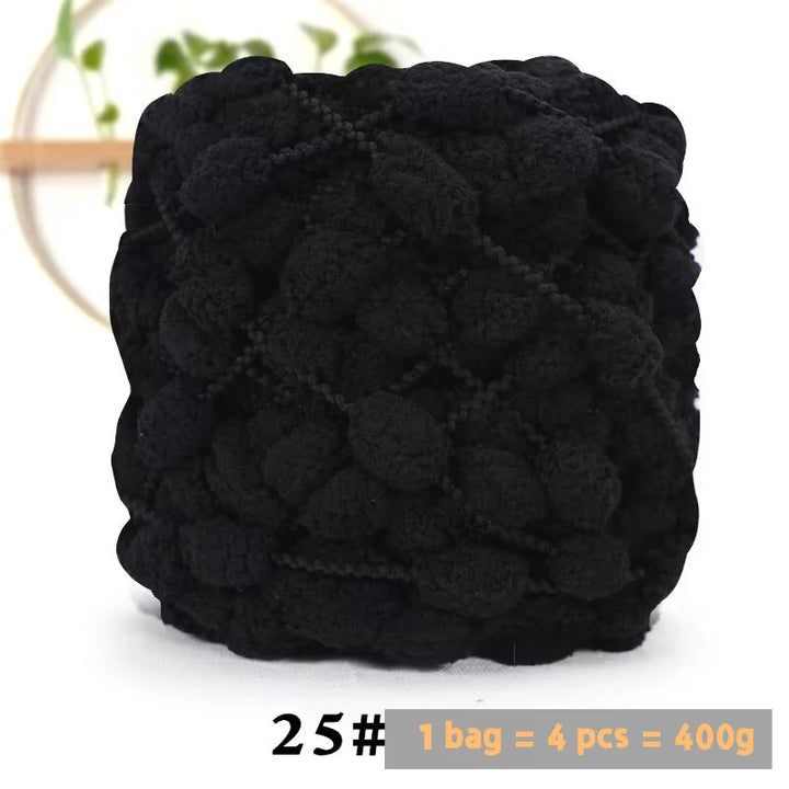 Super Soft Bean Yarn – Plush Polyester Chunky Yarn for Blankets, Cushions, Hats & DIY Crafts (400g, 4pcs Pack)