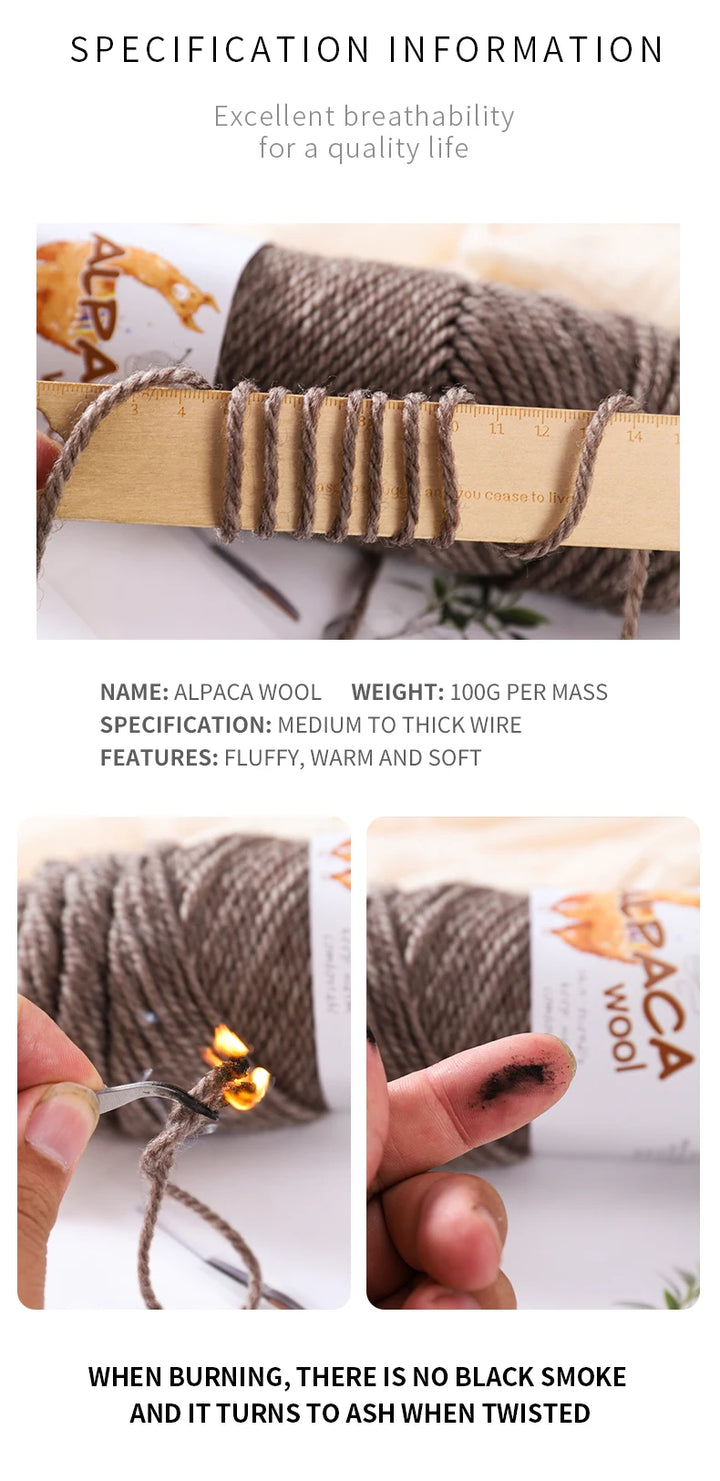 500g Thick Alpaca Wool Yarn Set (5 Skeins) – Soft Warm Knitting Yarn for Sweaters, Scarves, Hats & Winter Crafts