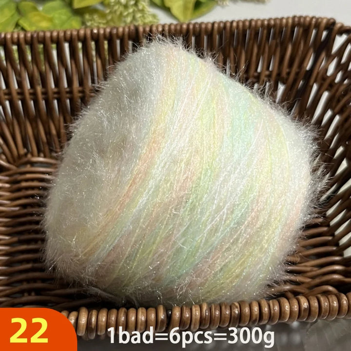 300g Soft Long-Haired Yarn Set – 6-Piece Fluffy Yarn for Knitting & DIY Projects