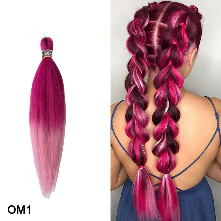 Pink ombre hair extensions with a model wearing them