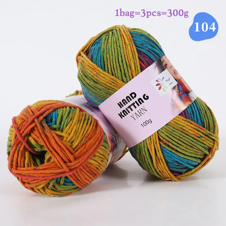 High-Quality 7-Strand Gradient Yarn – Medium-Thick Multi-Colored Yarn for Sweaters, Hats, Scarves & DIY Crafts