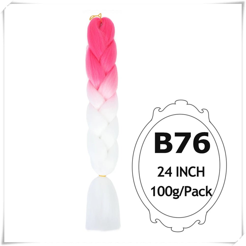 Pre-Stretched Jumbo Braiding Hair – 24 Inch Ombre Purple Synthetic Crochet Extensions for Women