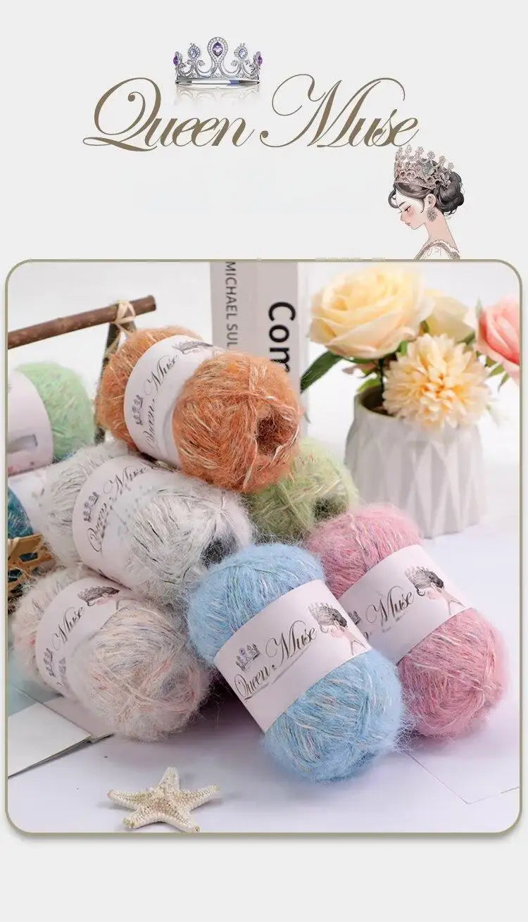 400g Multicolored Rainbow Alpaca Mohair Yarn – Soft Fluffy Knitting Yarn for Sweaters & Shawls (8 Pieces/Bag)