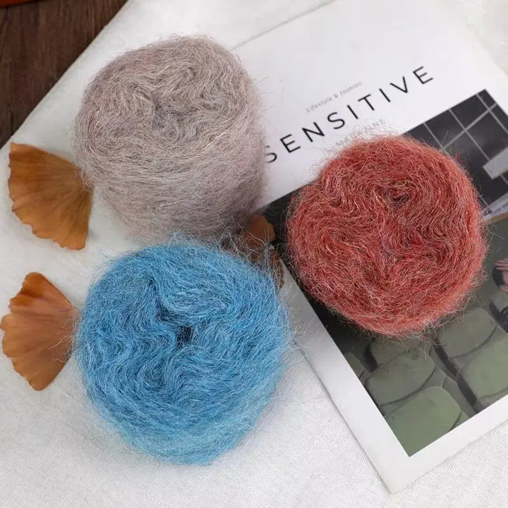300g Long Wool & Mohair Yarn – Soft Fluffy Knitting Yarn for Sweaters, Shawls & Fashion Wear (6 Pieces/Bag)