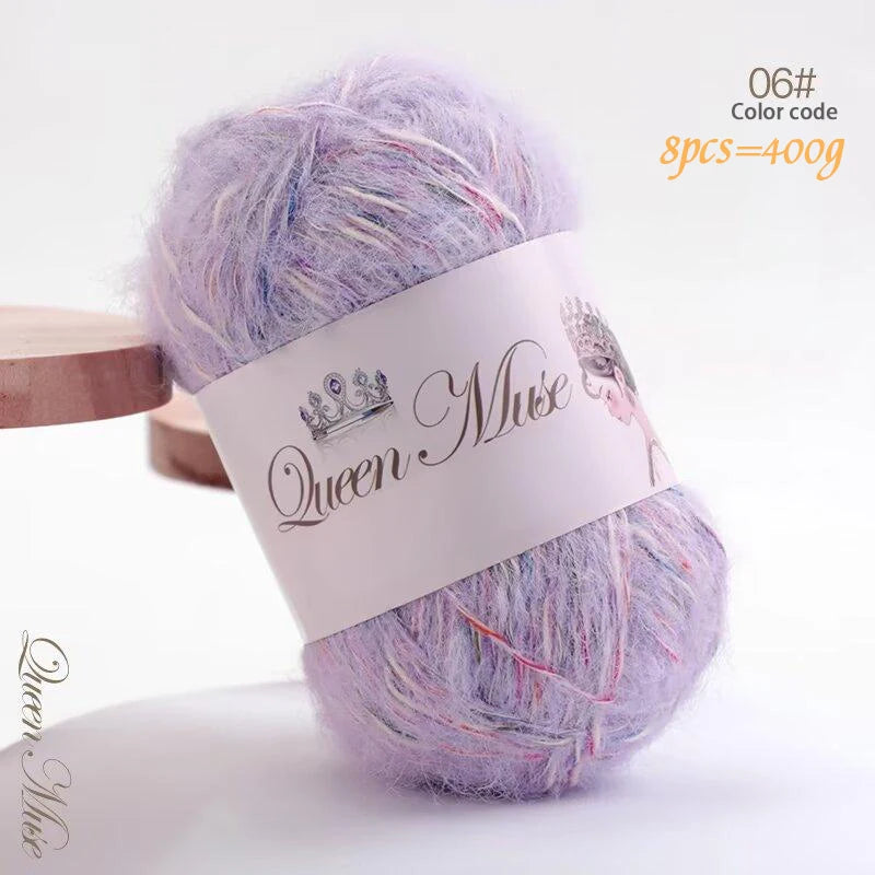 400g Multicolored Rainbow Alpaca Mohair Yarn – Soft Fluffy Knitting Yarn for Sweaters & Shawls (8 Pieces/Bag)