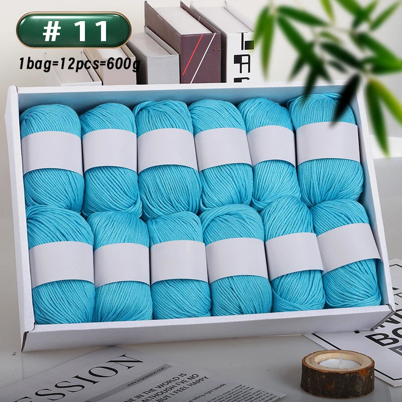 12-Piece Luxury Cashmere-Silk Yarn Set – Ultra-Soft Fluffy Yarn for Sweaters, Coats, Shawls & DIY Crafts (600g)