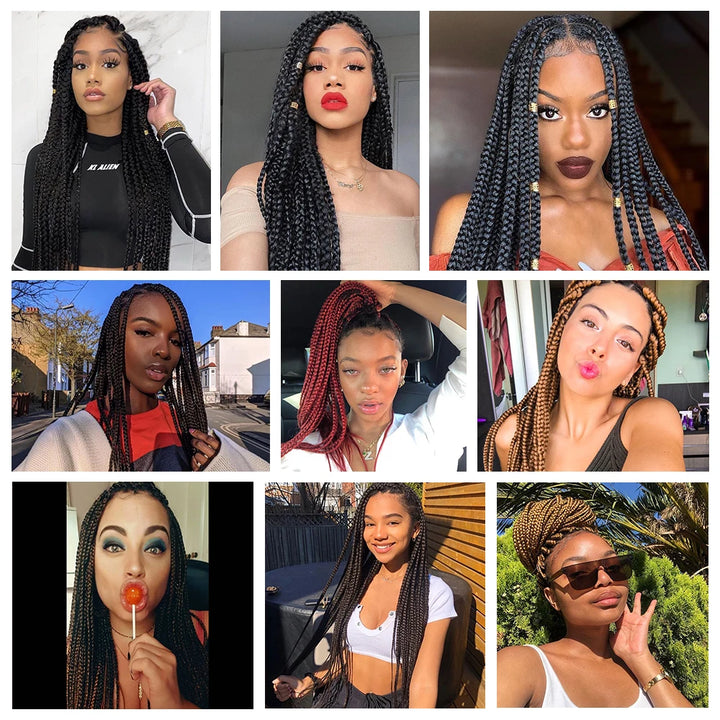 Collage of women with styled hair in various settings