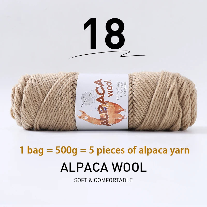 500g Thick Alpaca Wool Yarn Set (5 Skeins) – Soft Warm Knitting Yarn for Sweaters, Scarves, Hats & Winter Crafts