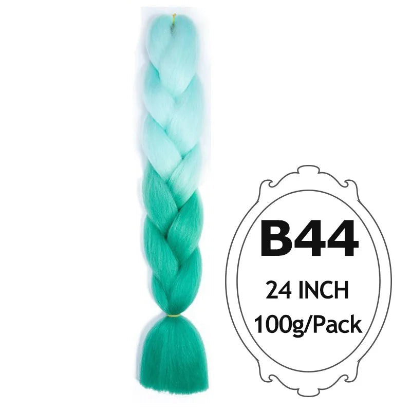 24" Pink Jumbo Braiding Hair – Yaki Texture Synthetic Bulk Extensions (Purple/Red/Green Options)