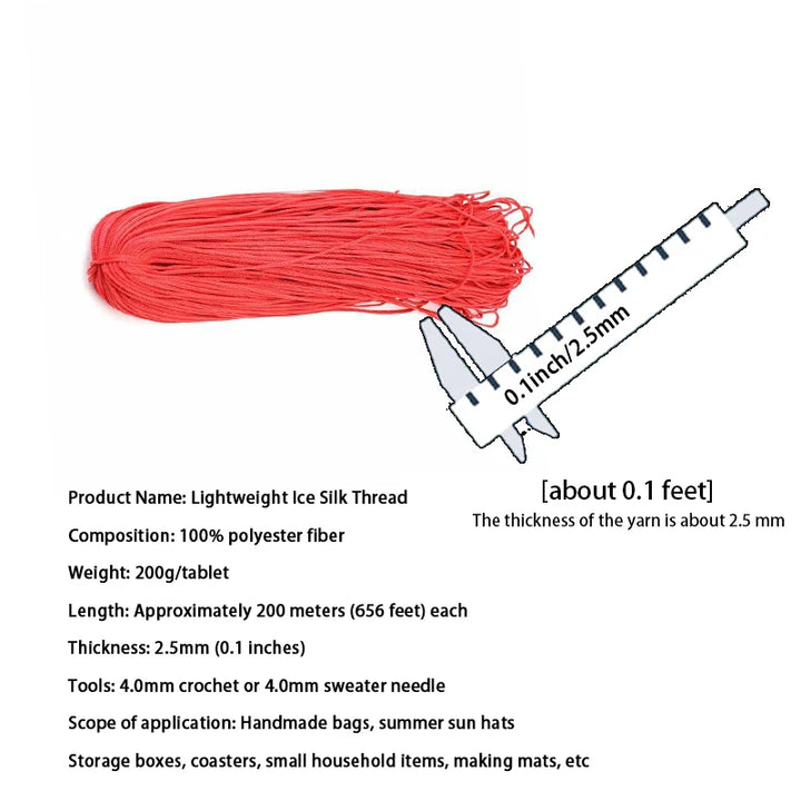 210g Ice Silk Shiny Yarn – Lightweight Summer Crochet Yarn for Sun Hats, Bags, Cushions & DIY Crafts