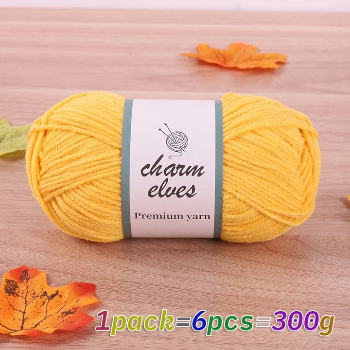 300g Multi-Color Acrylic Milk Yarn – Soft & Strong Knitting Yarn Balls (6 Pieces/Pack)
