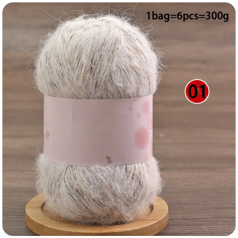 Mixed-Color Long-Haired Mohair Yarn – Fashionable Fluffy Knitting Yarn for Sweaters & Crafts