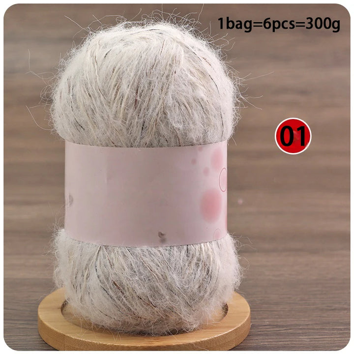 Mixed-Color Long-Haired Mohair Yarn – Fashionable Fluffy Knitting Yarn for Sweaters & Crafts