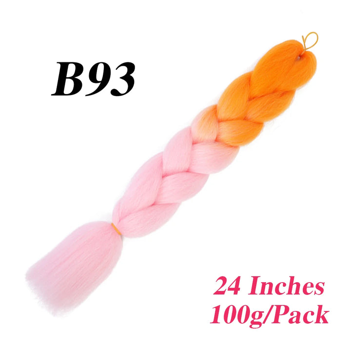 Braided yarn in orange and pink with 'B93' and product details on a white background