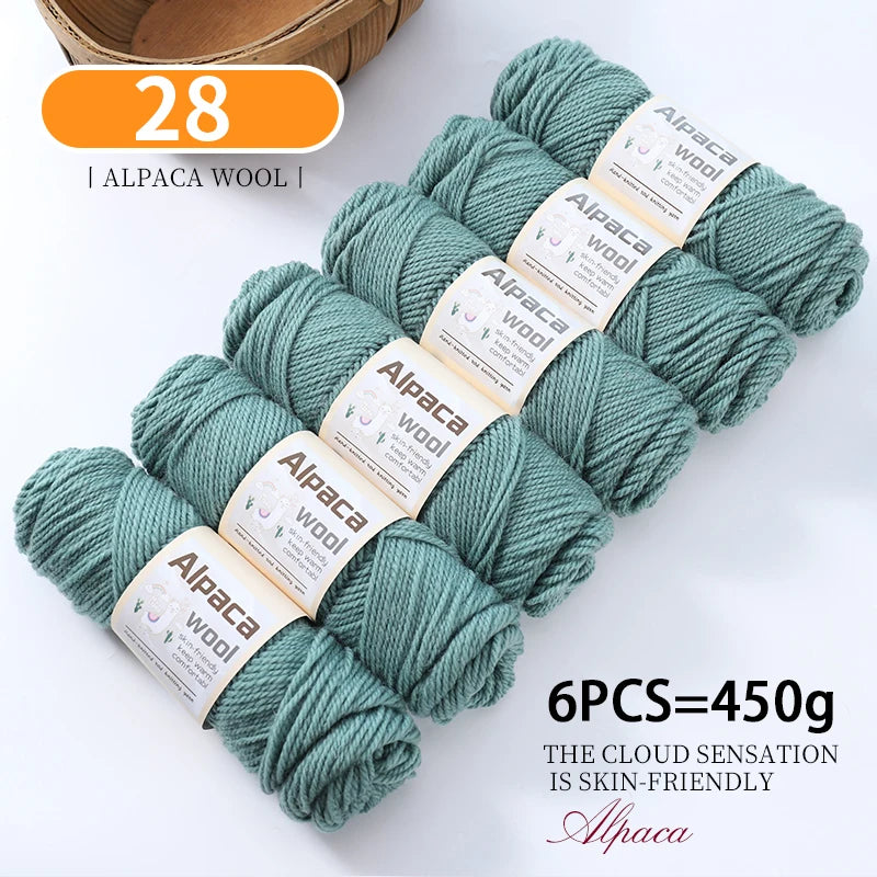 450g Alpaca Wool Yarn Set (6 Pieces) – Thick Knitting Yarn for Sweaters, Shawls, Hats & Winter Crafts