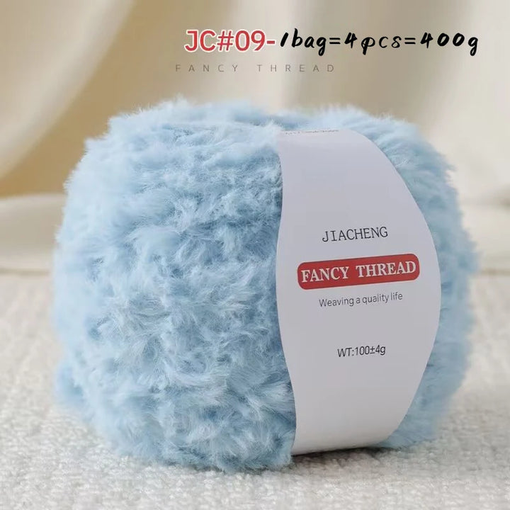 Imitation Fur Long-Haired Yarn – 400g Soft Beginner Knitting Yarn (4 Skeins Set)