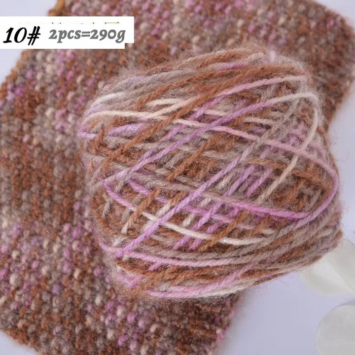 290g Colorful Gradient Imitation Squirrel Yarn – Thick Section-Dyed Yarn for Knitting & Crochet (2 Pcs/Pack)