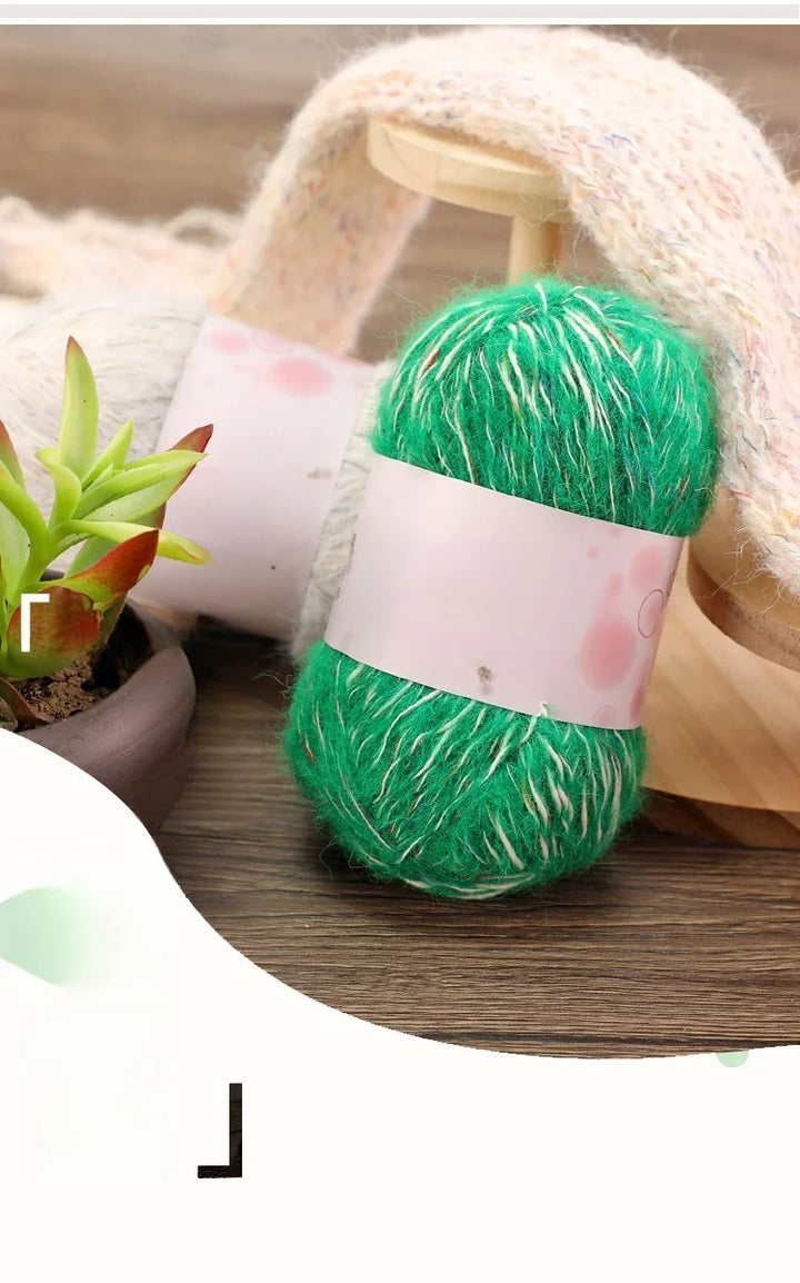 Mixed-Color Long-Haired Mohair Yarn – Fashionable Fluffy Knitting Yarn for Sweaters & Crafts